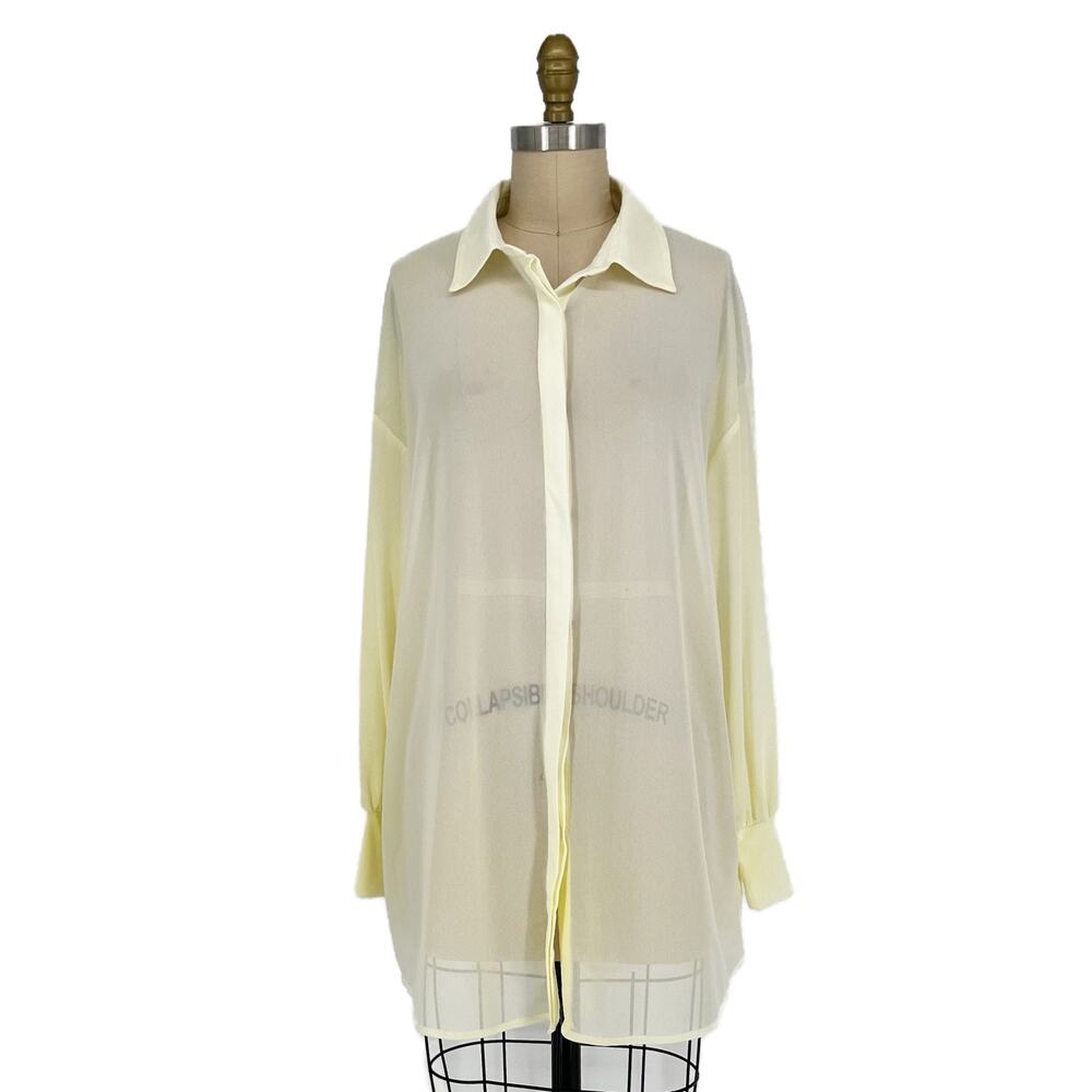 Meshki Sheer Mesh Oversized Button Down Shirt Swim Coverup/Going Out Top size XS